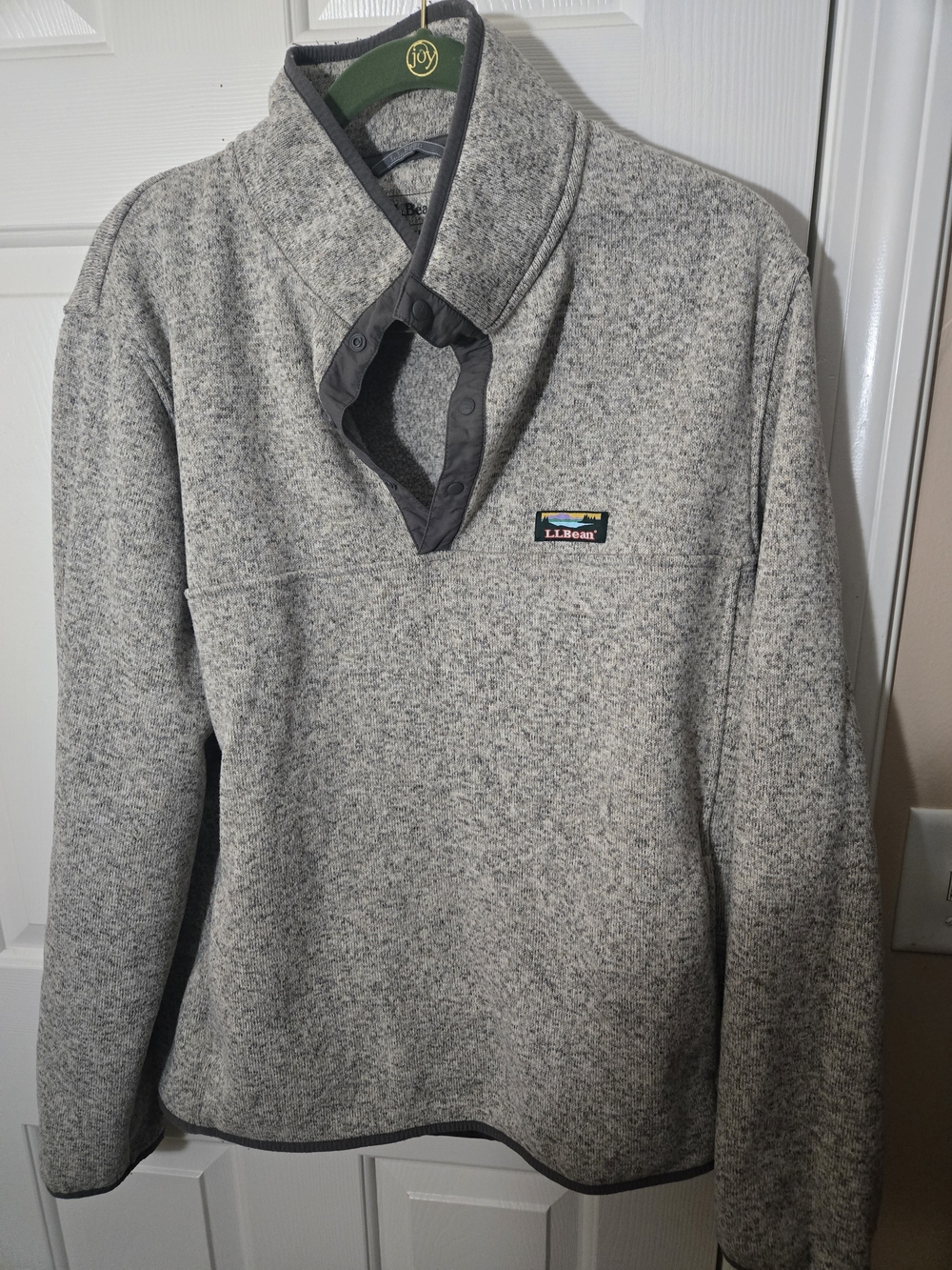 L.L. Bean Men's Heather Gray Snap-Placket Fleece Pullover